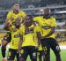 La celebración del gol de Jhonny Quiñónez de Barcelona ante el D. Cuenca.