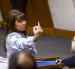 Fotografía de archivo, en la que se captó a la senadora paraguaya Celeste Amarilla (2i), al hacer con su mano derecha un gesto grosero, durante una sesión plenaria en la Cámara de Diputados, en Asunción (Paraguay).