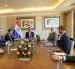 El presidente paraguayo, Santiago Peña, con directivos de Novacero y Holding Swissôtel en Quito, el 29 de julio de 2026