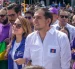 Giovanna Ubidia y Harold Burbano realizaron una marcha hasta el CNE de Pichincha.