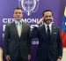 El presidente de Ecuador, Daniel Noboa, junto al presidente de Colombia, Abelardo de la Espriella, en acto oficial de posesión del mandatario colombiano.
