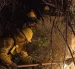Bomberos trabajan para combatir un incendio forestal cerca de Quito.