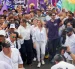 Cynthia Viteri y Andrés Guschmer lideraron la marcha de ADN en Guayas.
