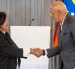Expresidenta de la Asamblea Nacional de Venezuela (2015), Dinorah Figuera, y el presidente del Parlamento, Jorge Rodríguez, en la última sesión de la mesa de diálogo este miércoles, en Caracas (Venezuela).