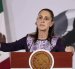 La presidenta de México, Claudia Sheinbaum, habla durante una rueda de prensa este miércoles, en Palacio Nacional de la Ciudad de México (México).