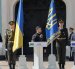 El primer ministro de Gran Bretaña, Andy Burnham, el presidente de Ucrania, Volodymyr Zelensky, y el presidente del Consejo Europeo, Antonio Costa, en el Día de la Independencia de Ucrania en Kiev, el 24 de agosto de 2026.