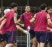 El jugador del FC Barcelona Rodri (c), durante el entrenamiento del equipo este miércoles en las instalaciones de la Ciudad Deportiva Joan Gamper.