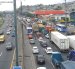 Congestión vehicular en la vía Perimetral, norte de Guayaquil, la mañana de este jueves 27 de agosto.