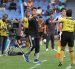 Ezequiel Medrán en la zona técnica en el partido Emelec vs Leones.
