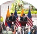 El secretario de Estado de Estados Unidos, Marco Rubio brindó una rueda de prensa junto al canciller de Ecuador, Roberto Kury.