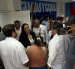 Gabriela Rivadeneira, presidenta de Revolución Ciudadana, junto a militantes del movimiento durante una jornada política.