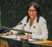 La presidenta encargada de Venezuela, Delcy Rodríguez, habla durante la 81ª Asamblea General de Naciones Unidas este miércoles, en Nueva York (Estados Unidos).