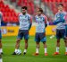 Luka Modric (C) y sus compañeros de la Selección de Croacia en un entrenamiento.