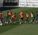 Los jugadores del Real Madrid, durante el entrenamiento para enfrentar al Villarreal.