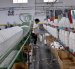 Una persona realiza su trabajo en una industria de textil, en Quito.