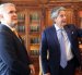 El expresidente colombiano Iván Duque y el expresidente de Ecuador, Guillermo Lasso, es una visita protocolar al Palacio de Carondelet, en Quito, en 2021.