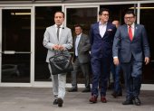Los abogados Jairo Lalaeo, Alejandro Rodas, Hugo Vásquez y Freddy Viejó impulsan la denuncia en contra del presidente del CPCCS.
