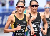 Elizabeth Bravo durante la parada de la Copa del Mundo de triatlón de Mooloolaba en Australia.