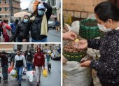 Personas con mascarillas y comprando productos de primera necesidad en mercados, parte de las imágenes captadas en las calles de Quito.