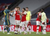 Los jugadores del Arsenal celebraron el pase a la final tras vencer 2-0 al poderoso Manchester City