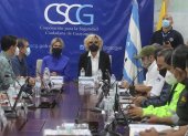 La alcaldesa Cynthia Viteri estuvo en la Corporación de Seguridad Ciudadana de Guayaquil para evaluar el simulacro.