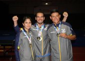 Nathaly Paredes, Alberto Miño, Emiliano Riofrío ganaron en el oro por equipos en los Juegos Bolivarianos de Santa Martha, Colombia 2017, sin imaginar que tiempo mas tarde iban a estar juntos en las Bundesliga.