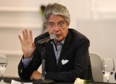 El presidente electo de Ecuador, Guillermo Lasso, ofrece una rueda de prensa hoy, en el hotel Dann Carlton de Quito.