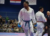 El karateca tricolor celebra tras vencer en la final al paraguayo Jesús Orlando Servin.