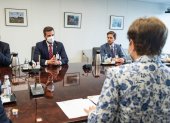 El ministro de Finanzas, Pablo Arosemena, junto a Kristalina Georgieva, titular del FMI.
