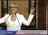 Figura. Viteri durante el discurso que dio en el acto formal en el que asumió la Alcaldía.