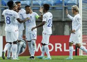 Faro (Portugal), 07/08/2022.- France player Kylian Mbappe (C) celebrates with his teammates after scoring a goal during the UEFA Euro 2024 qualifying soccer match between Gibraltar and France in Faro, Portugal, 16 June 2023. (Francia) EFE/EPA/LUIS FORRA