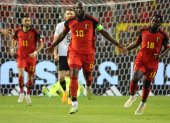 Brussels (Belgium), 17/06/2023.- Belgium"s Romelu Lukaku (C) celebrates scoring the 1-1 equalliser goal during the UEFA EURO 2024 qualifying match between Belgium and Austria, in Brussels, Belgium, 17 June 2023. (Bélgica, Bruselas, Roma) EFE/EPA/OLIVIER MATTHYS