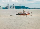 La draga, tras meses de atrasos, empezó a operar el 24 de junio de 2023 en el río Guayas.