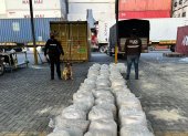 Carga de cocaína hallada en un puerto de Guayaquil.