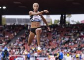 Zurich (Switzerland), 31/08/2023.- Yulimar Rojas of Venezuela competes in the Triple Jump Women Final during the World Athletics Diamond League Weltklasse athletics meeting at the Letzigrund stadium in Zurich, Switzerland, 31 August 2023. (Triple salto, Suiza) EFE/EPA/PHILIPP SCHMIDLI