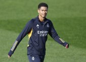 MADRID, 01/12/2023.- El centrocampista inglés del Real Madrid, Jude Bellingham durante el entrenamiento del equipo en las instalaciones de Valdebebas, en Madrid este viernes donde el equipo prepara su próximo enfrentamiento liguero contra el Granada FC. EFE/ Javier Lizón