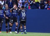 Jugadores de Independiente del Valle en una celebración de gol
