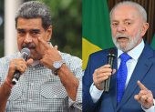 El presidente de Venezuela, Nicolás Maduro (i) y su homólogo brasileño, Luiz Inácio Lula da Silva.