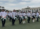 Al ritmo de instrumentos de viento y percusión, las coreografías fueron el disfrute de los presentes.