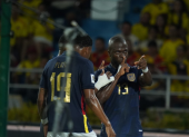 Enner Valencia celebró el prime gol para Ecuador en la visita a Colombia