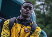 Álex Rangel, defensa central de Barcelona SC, destacado por su solidez defensiva y su presencia en la selección sub-23 de Ecuador.