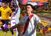 Octavio Rivero y Franco Mastantuono figuras de Barcelona SC y River Plate.