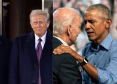 Joe Biden junto a Donald Trump y Barack Obama.