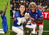 Moisés Caicedo en familia festejando el título de la Conference League.