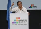 El presidente de Colombia, Gustavo Petro, durante su intervención en la IV Conferencia Internacional de la ONU sobre Financiación para el Desarrollo, en Sevilla (España).