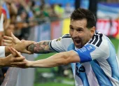 Messi festeja su doblete ante Austria, que le permitió convertirse en el máximo goleador en la historia de los Mundiales.