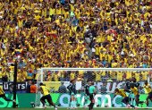 Gonzalo Plata de Ecuador celebra el segundo gol de Ecuador ante Alemania.