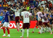 Jugadores de la selección española tras el pitazo final del partido ante Francia que terminó 2-0.
