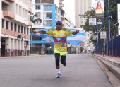 Caicedo hizo los 10 k desde Malecón y Olmedo, punto de partida emblemática la prueba.