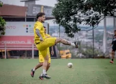 Darío Benedetto en el último entrenamiento de Barcelona ante de jugar contra Macará.